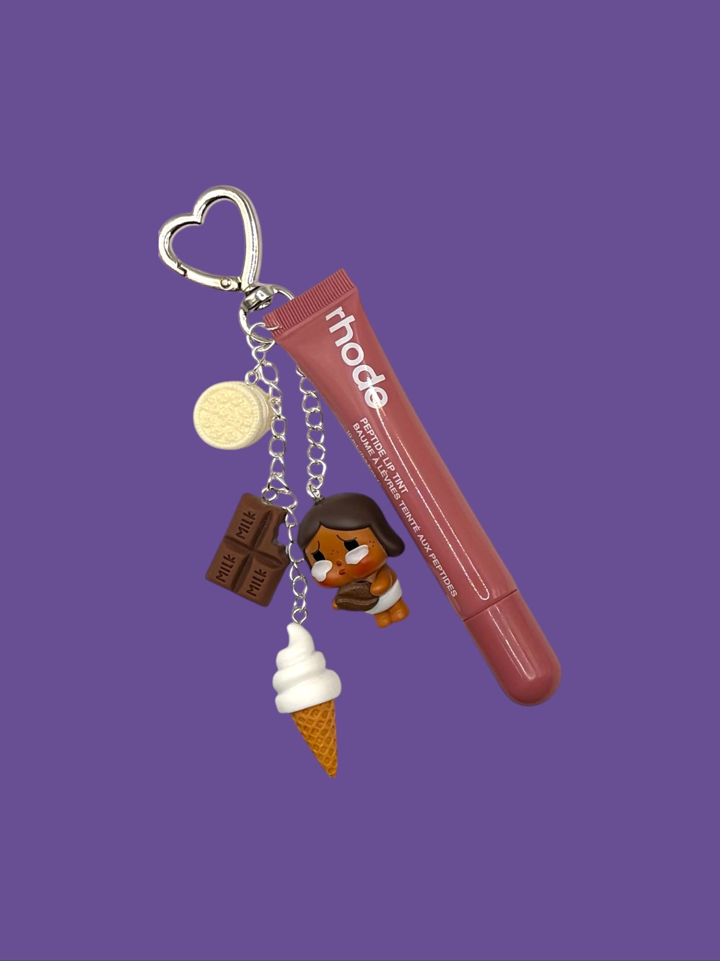 Coffee Factory "The Last Coffee Bean" Pop Bean + Rhode Lip Gloss - Custom Keychain | Bag Charm