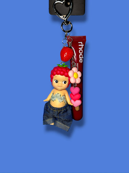 Sonny Angel Raspberry + Rhode Lip Gloss - Custom Keychain | Bag Charm
