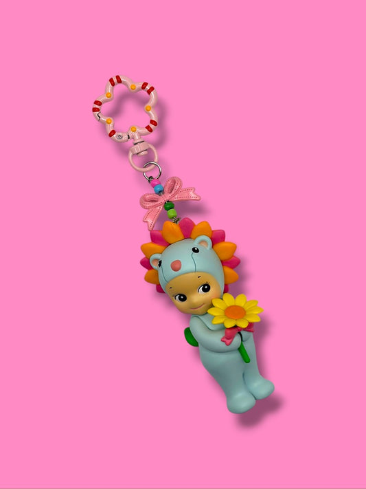 Sonny Angel Flower Gift Series Sunflower Lion Blue - Custom Keychain | Bag Charm