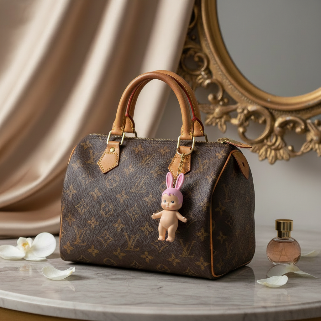 Louis Vuitton Speedy Bag with Pink Rabbit Charm